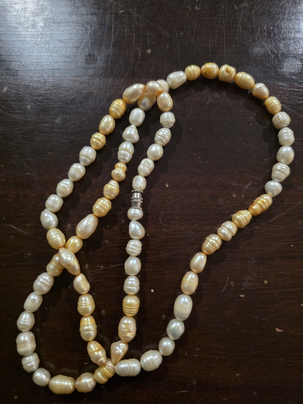 Vintage Irregular, baroque-style cultured freshwater pearl necklace.